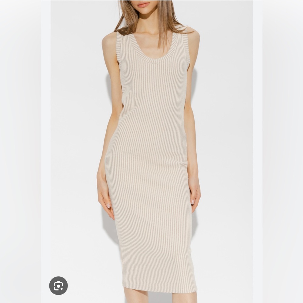 IRO Beige Ribbed Midi Dress